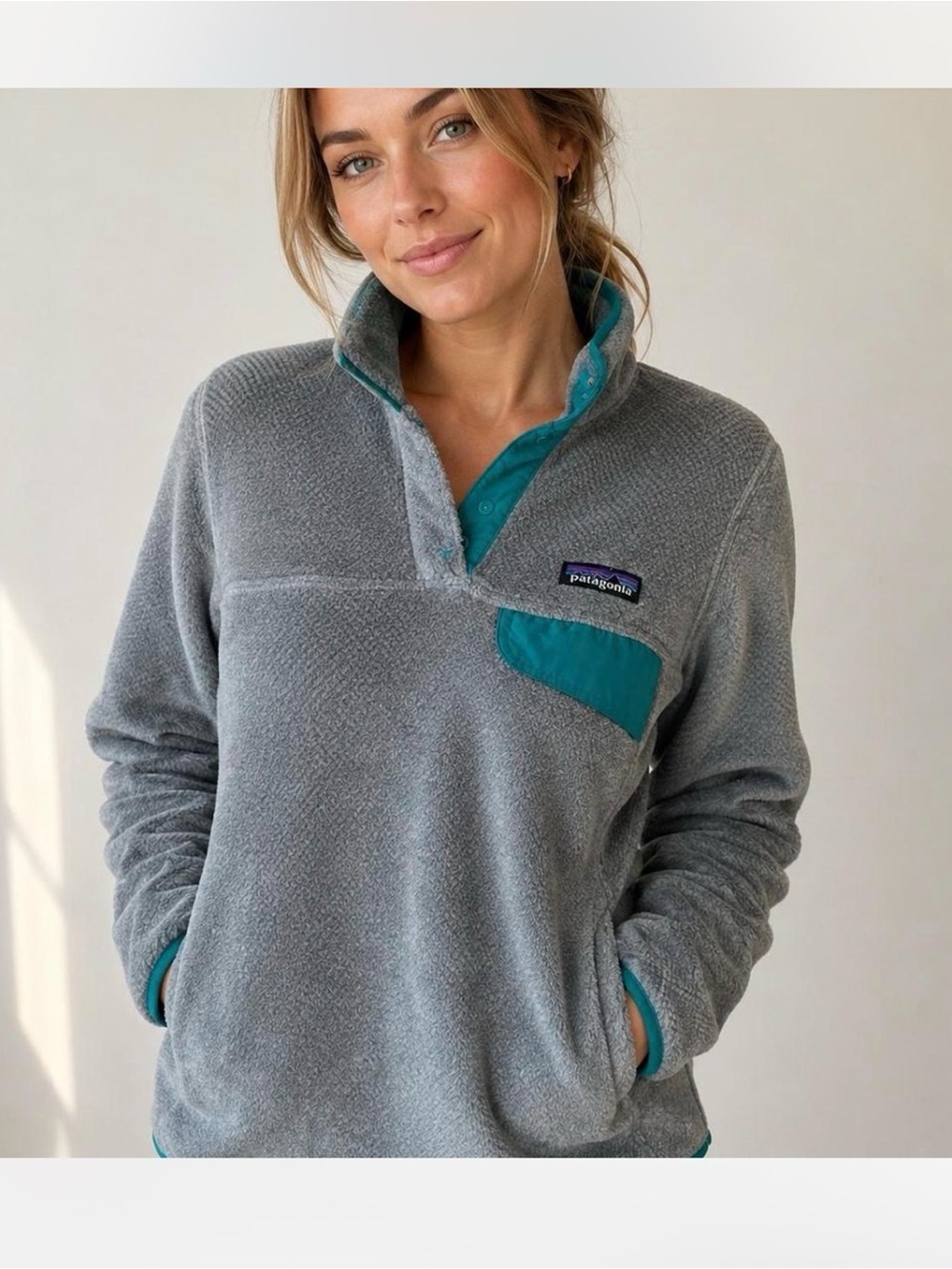 Patagonia Women’s Re-Tool Snap-T Pullover with Teal Trim